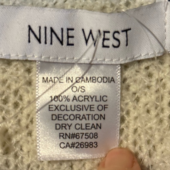 Nine West Ivory Knit Shawl with Fringe - Picture 3 of 3